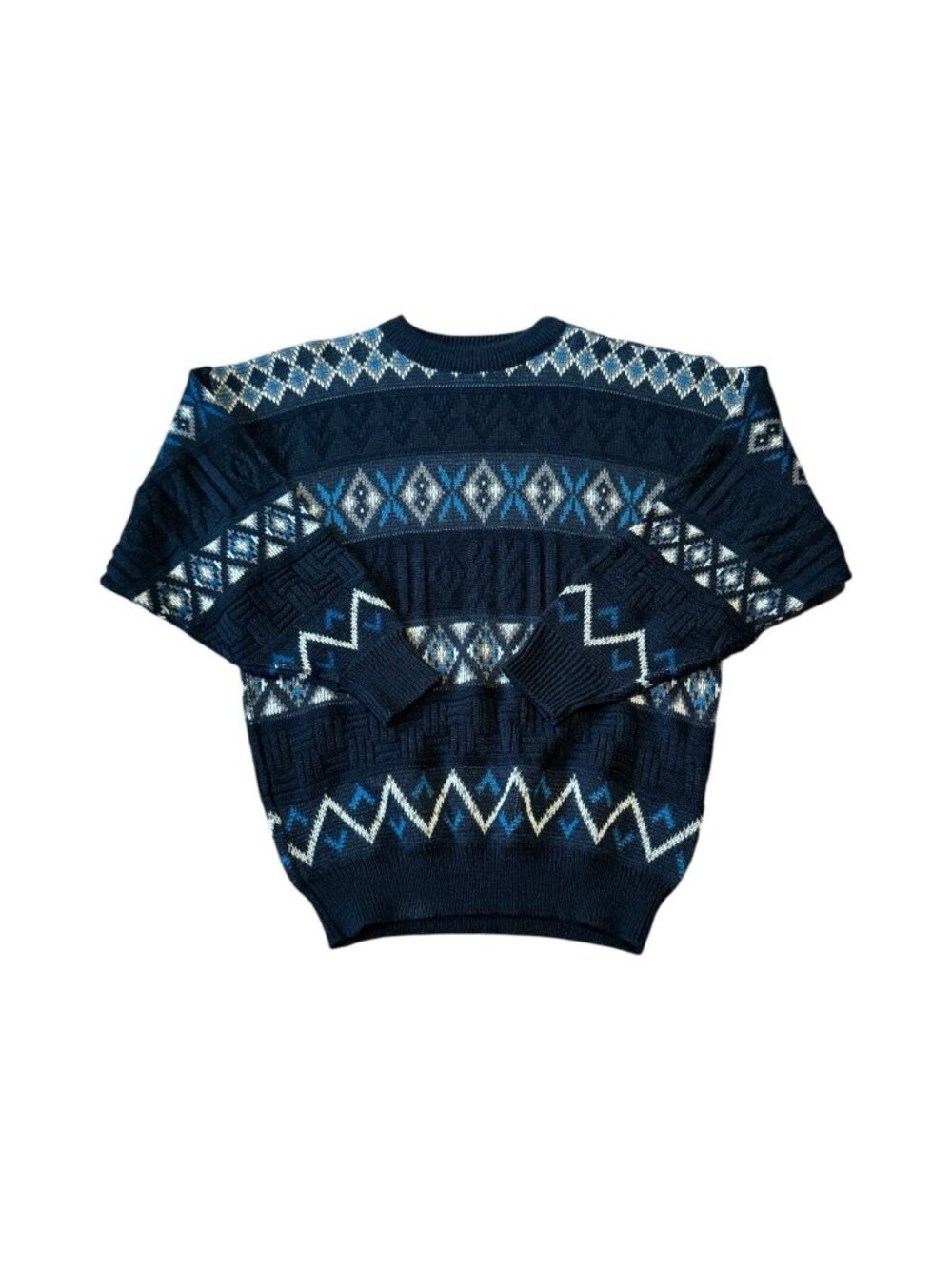 Vintage 80-90s Botany 500 XL Sweater Pullover Geometric Abstract Coogi Style